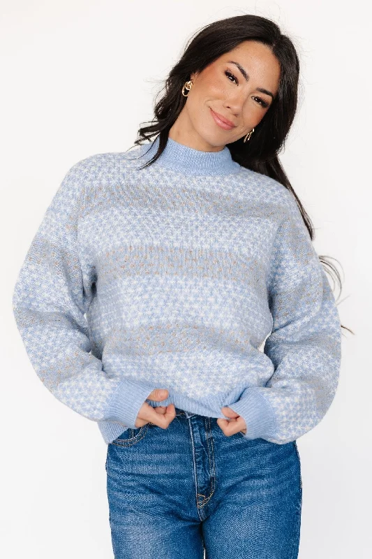 Women's Narrow Collar SweatersHenry Knit Sweater | Blue + Mocha