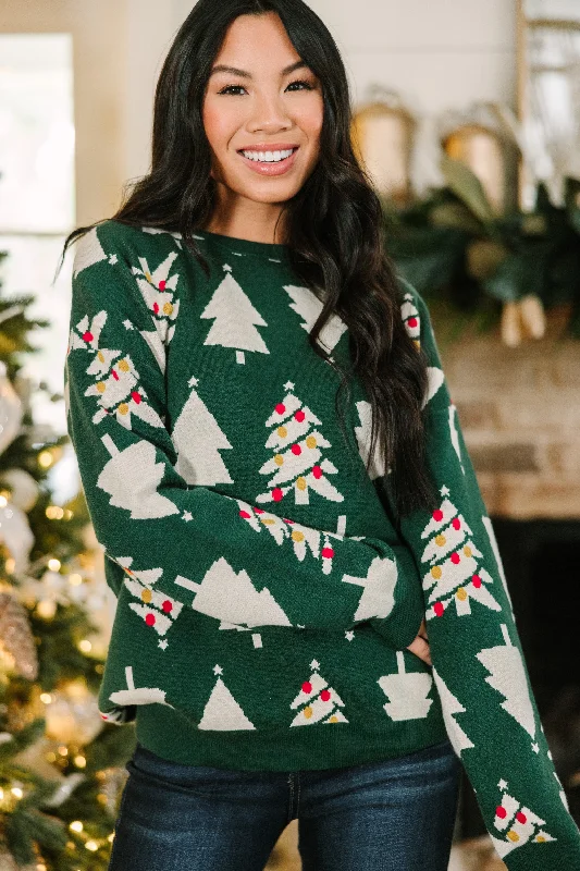 Women's U-Shaped Collar SweatersTime To Celebrate Green Christmas Tree Sweater