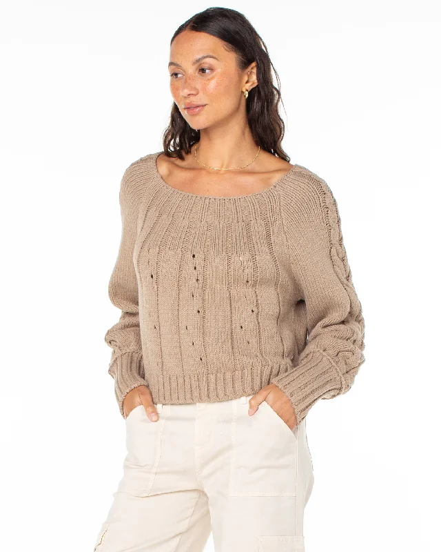 Women's Low Collar SweatersDay Dream Boat Neck Sweater - Warm Taupe