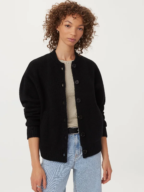 Women's Croatian Wool SweatersThe Merino Wool Bomber  in Black