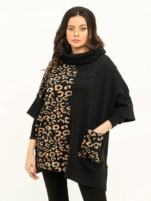 Women's Square Collar SweatersAnimal Pattern Batwing Sweater