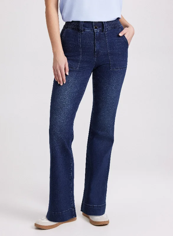 Women's Jodhpurs with V-Shaped CollarFlare Leg Jeans