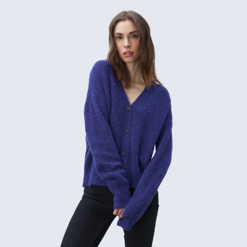 Women's Striped SweatersClara Cardigan (Rich Amethyst)