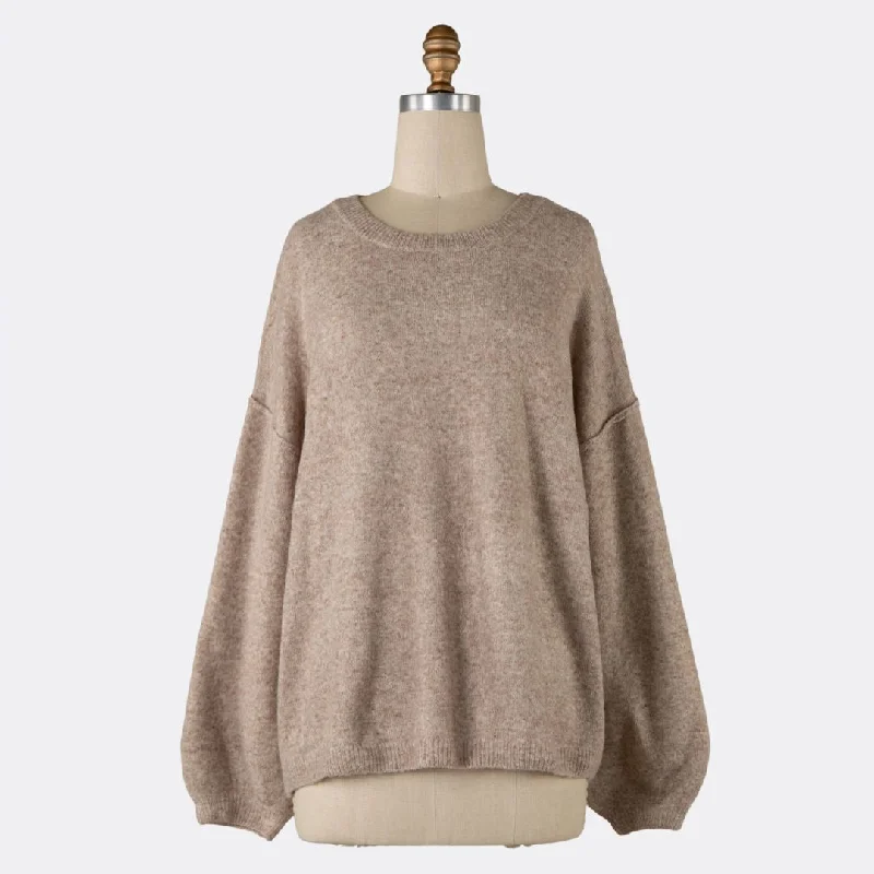 Women's Lapel Collar SweatersKnit Sweater (Taupe)