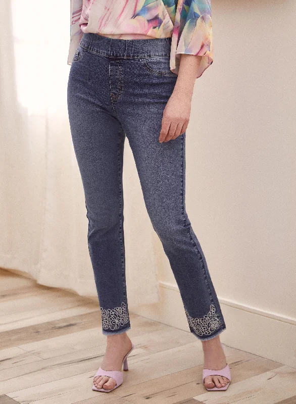 Women's Jodhpurs with Sweetheart CollarPull-On Slim Leg Ankle Jeans