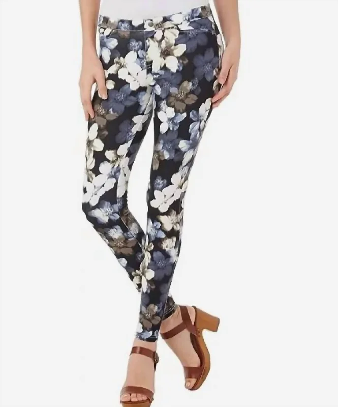 Women's Cargo ShortsFloral Print Pull On Skinny Jeans In Multicolor