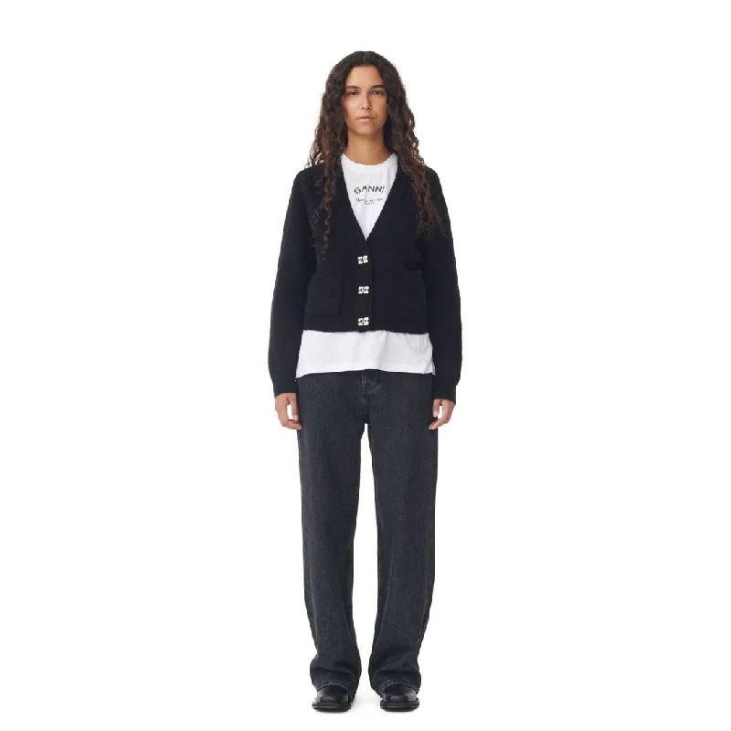 Women's Romanian Wool SweatersSoft Wool Cardigan (Black)