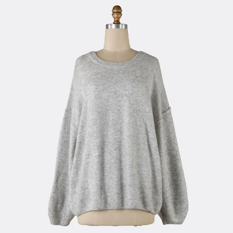 Women's Low Collar SweatersKnit Sweater (Silver)