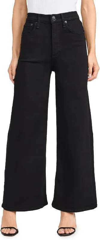 Women's Slacksrag & bone Women's Flexi Sofie High-Rise Wide Leg Jean, Black