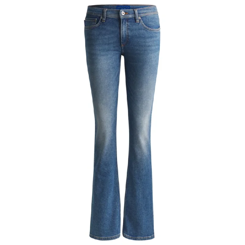 Women's Jodhpurs with Peter Pan CollarFlared jeans in blue comfort-stretch denim