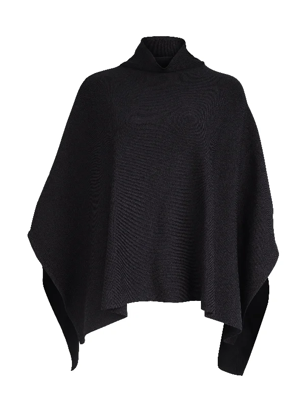 Women's Peter Pan Collar SweatersXIAO poncho - Black