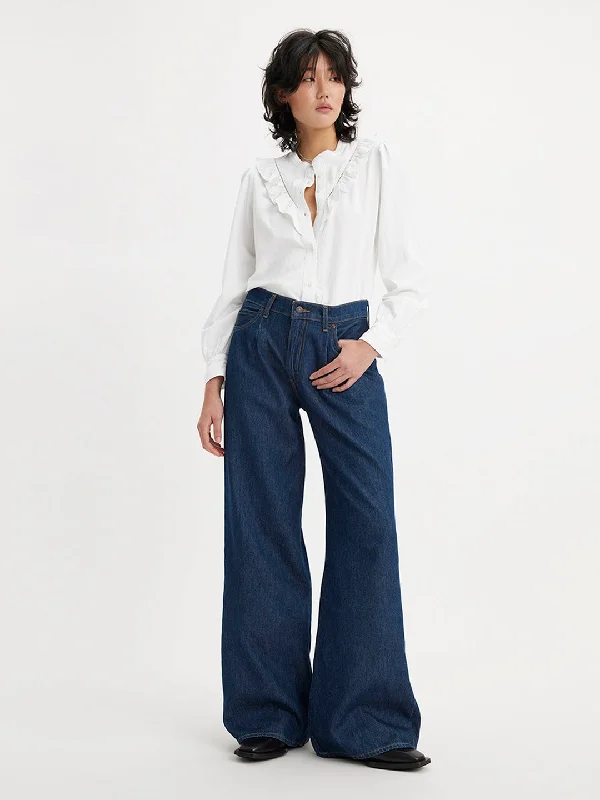 Women's Bell-Bottom PantsWomen's High Rise Baggy Wide Leg Navy Jeans