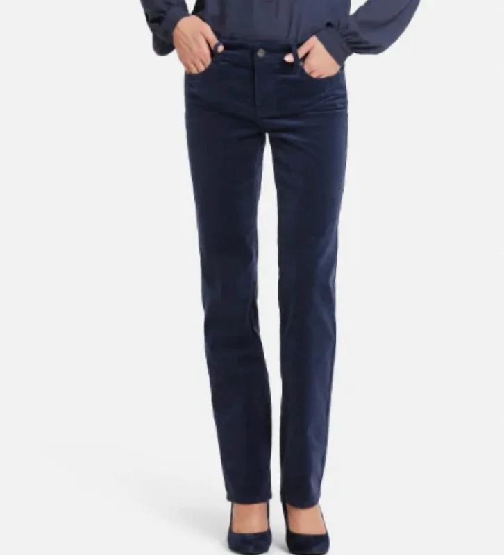 Women's Jodhpurs with Collarless NeckMarilyn Straight Corduroy Jeans In Starless Sky