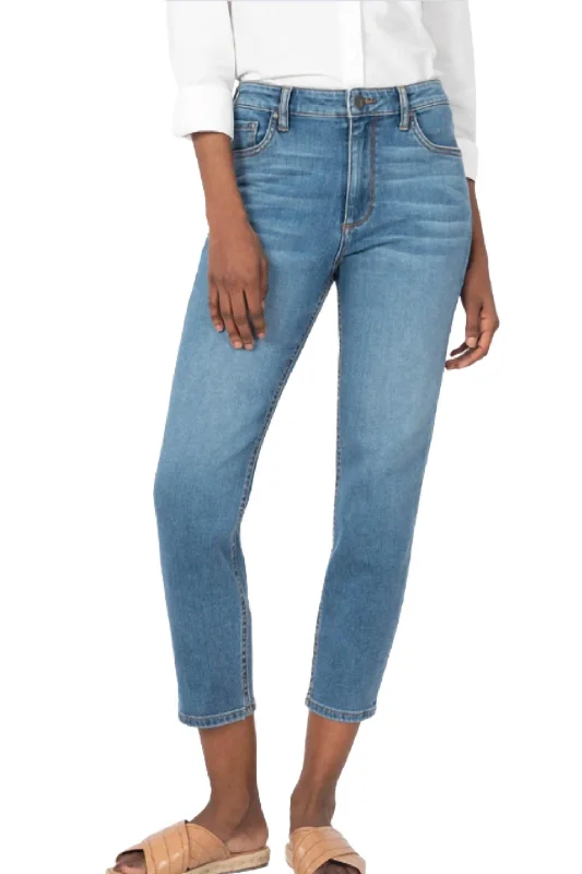 Women's Jodhpurs with Sweetheart CollarKut Naomi Girlfriend Ankle Straight Leg Denim In Medium Denim