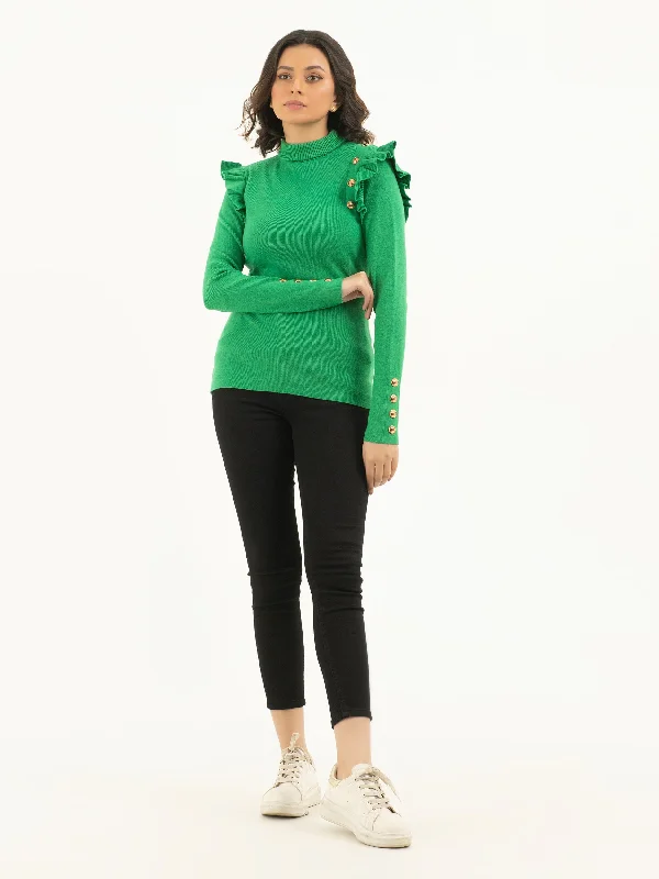 Women's Rounded Hem SweatersButtoned Sweater