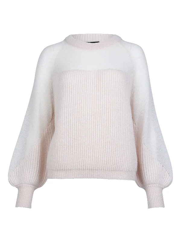 Women's Crew Neck SweatersYUMI knit sweater - Bone