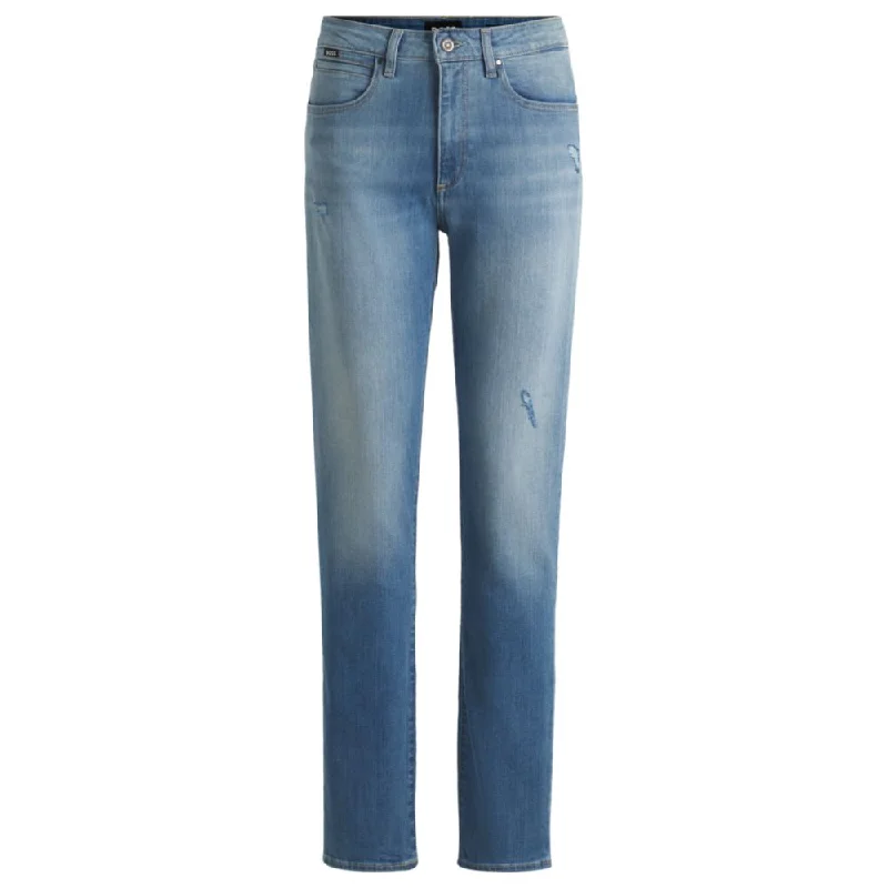 Women's Jodhpurs with Lapel CollarSlim-fit jeans in washed blue stretch denim