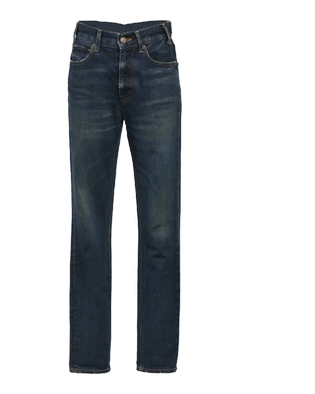 Women's Jodhpurs with ElasticCeline Denim Jeans in Blue Cotton