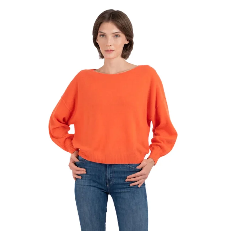 Women's Keyhole Neck SweatersAbby Balloon Sweater (Papaya)