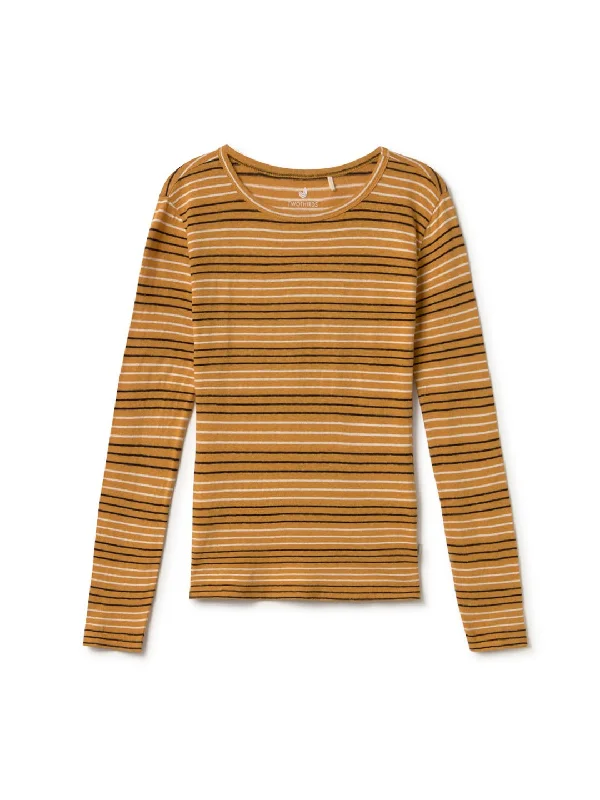 Women's Bell-Bottom PantsLeeve - Mustard Stripes