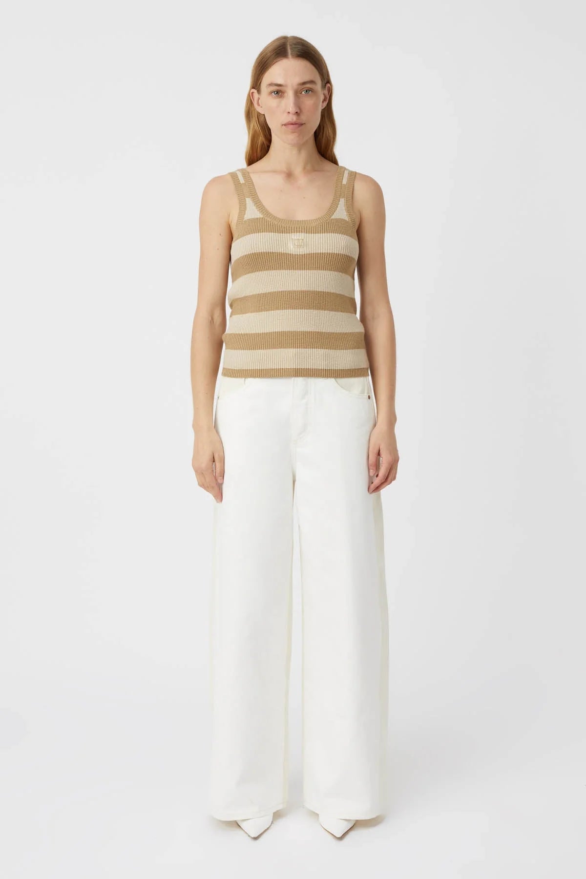 Women's Round Neck SweatersCamilla & Marc Umi Knit Tank - Tan/Cream