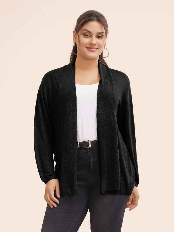 Women's Peter Pan Collar SweatersSupersoft Essentials Plain Lapel Collar Drape Cardigan