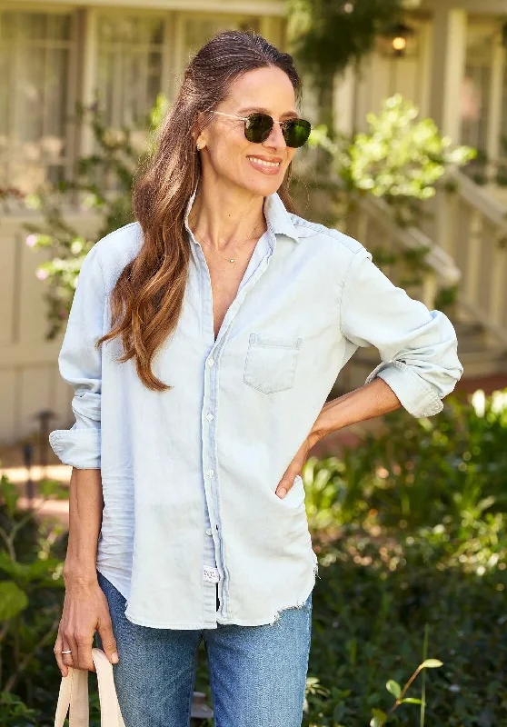 Women's JoggersDenim Shirt E Eileen Famous De Light-Blue-Tattere