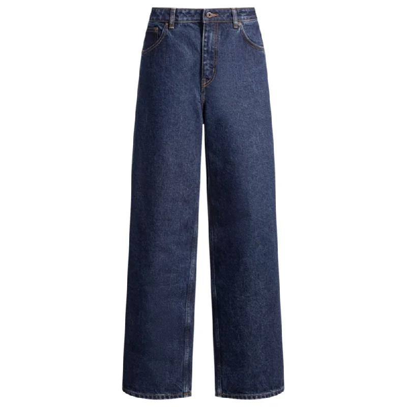 Women's Jodhpurs with Low CollarRelaxed-fit jeans in rinse-washed blue denim