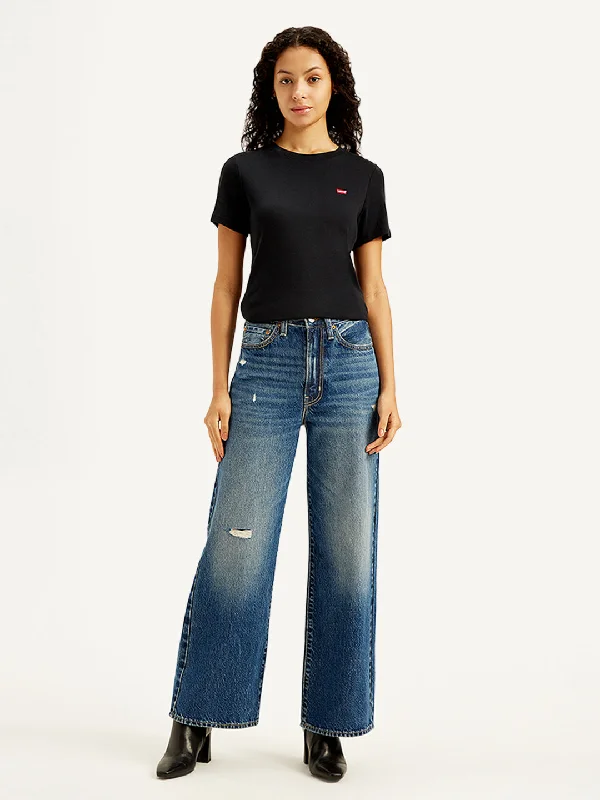 Women's Jodhpurs with Boat CollarWomen's High Rise Ribcage Indigo Wide Leg Jeans