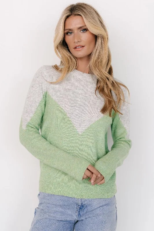 Women's Square Collar SweatersTanner Sweater | Gray + Green