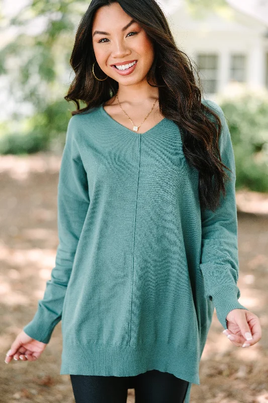 Women's Silk Blend SweatersGet To Know You Sage Green Tunic