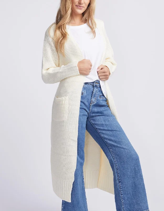 Women's Rounded Collar SweatersLong Sleeve Belted Cardigan - Birch