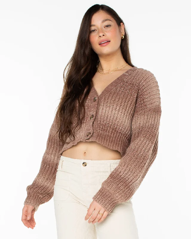 Women's Lapel Collar SweatersSundaze Washed Cardigan - Warm Taupe