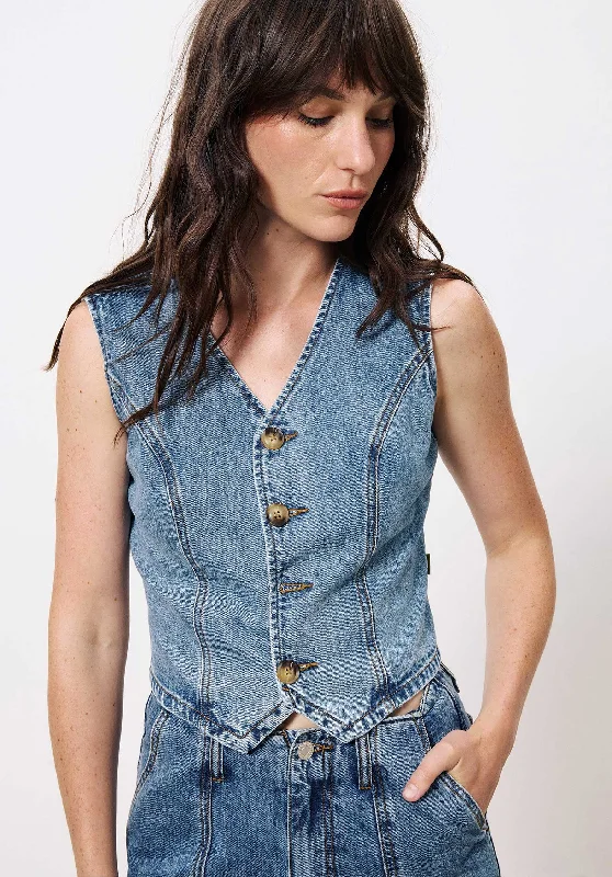 Women's JeggingsDenim Gilet Chc-25007 Carima Bleu-Jean