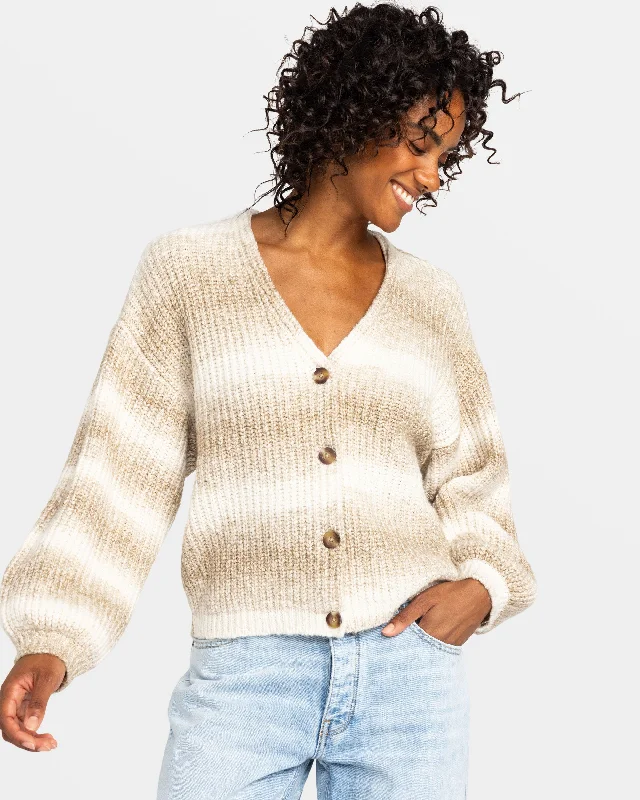 Women's Keyhole Collar SweatersMarble Tiles Cardigan - Parchment