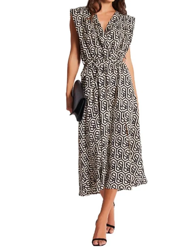 Women's High Collar DressesAries Wrap Dress In Geo Print