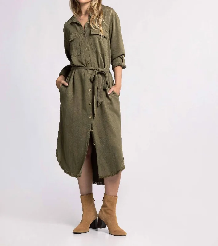 Women's Narrow-Neck DressesBobbie Dress In Olive Tree