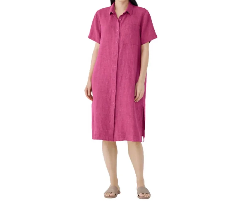 Women's Keyhole-Neck DressesClassic Collar Shirtdress In Geranium