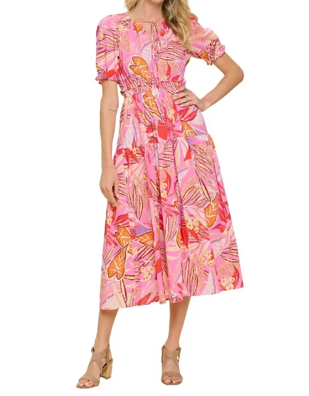 Women's Mandarin Collar DressesDelphi Dress In Tropical Pink