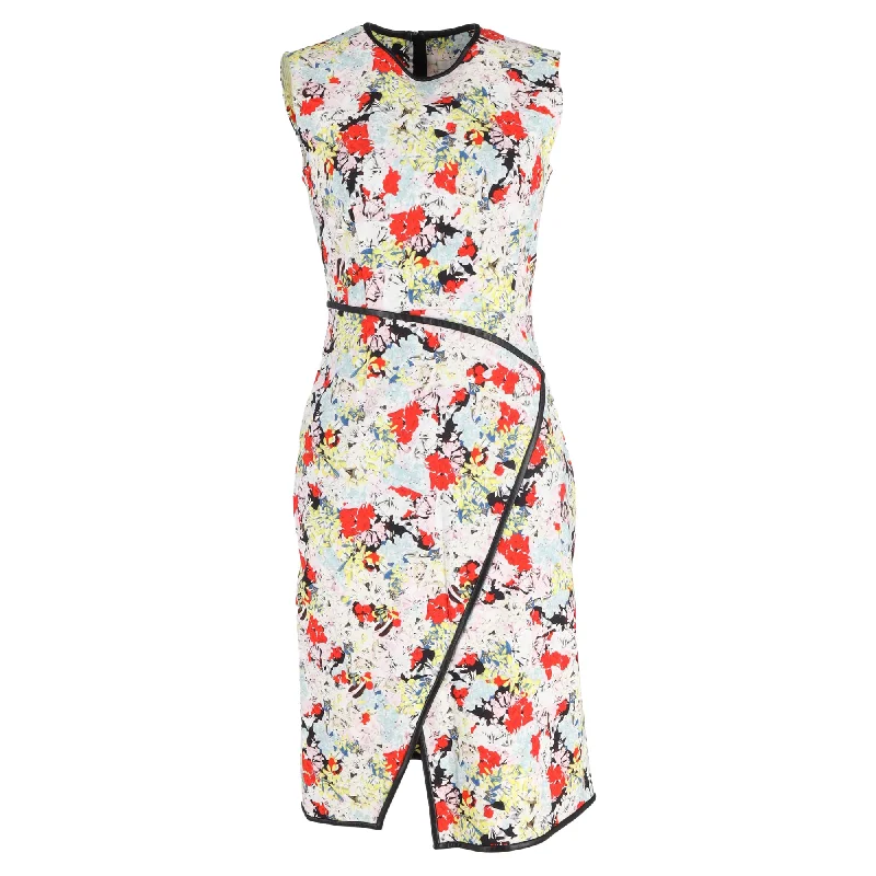 Women's High-Neck DressesErdem Josette Knee-Length Floral Print  Wrap-Effect Dress in Multicolor Viscose