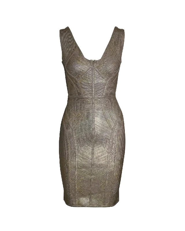 Women's Sleeveless DressesHerve Leger Sleeveless Bandage Dress In Gold Rayon