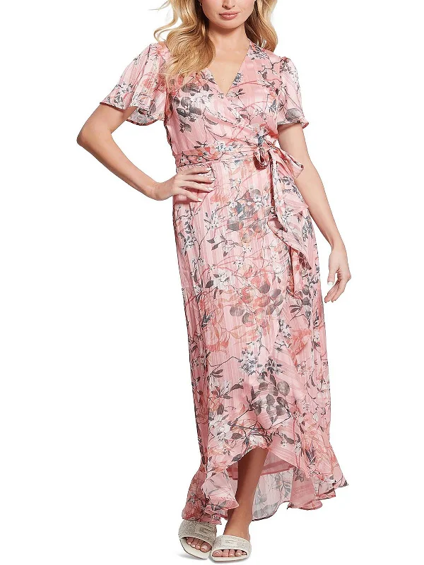 Women's Boat-Back DressesJuna Womens Metallic Floral Wrap Dress