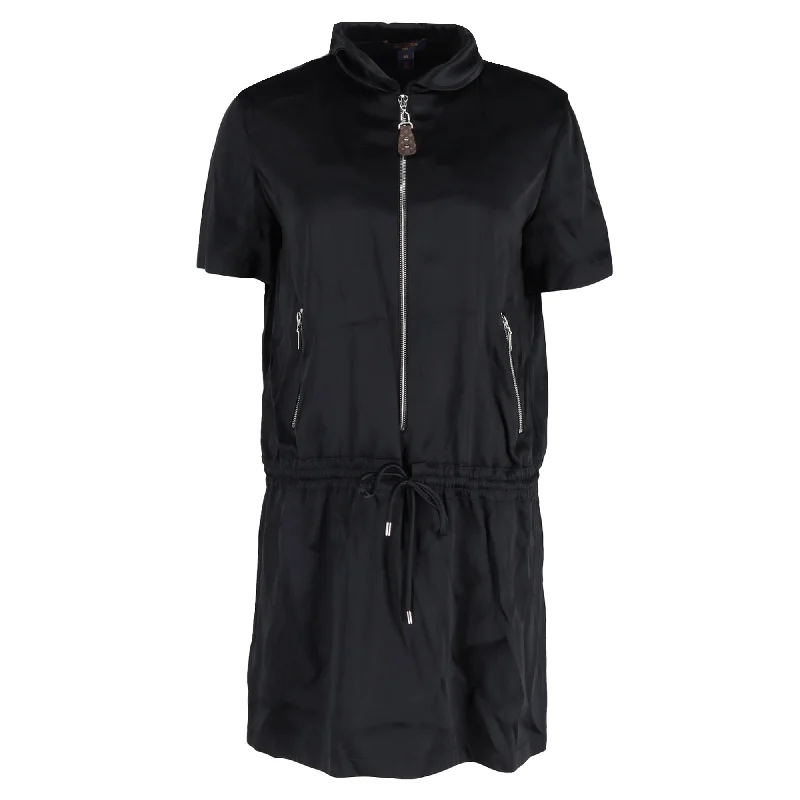 Women's Square-Back DressesLouis Vuitton Sporty Trompe L’Oeil Dress in Black Satin