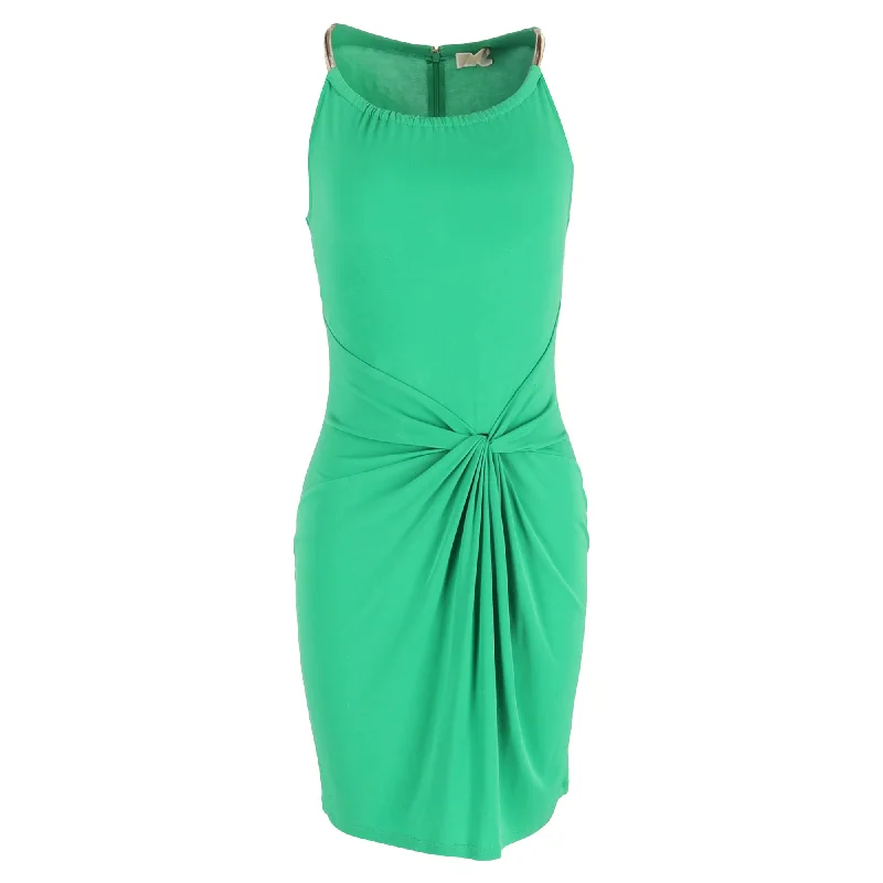 Women's Narrow-Neck DressesMichael Kors Chain Halter Dress in Green Rayon