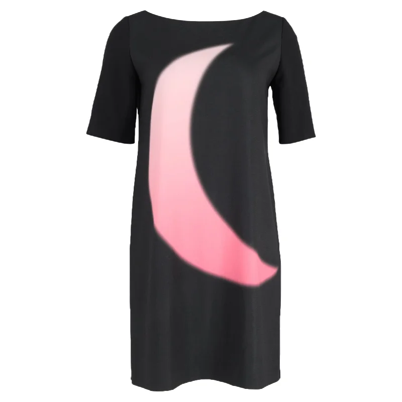 Women's High Collar DressesMoschino Cheap & Chic Moon Print Dress in Black SIlk