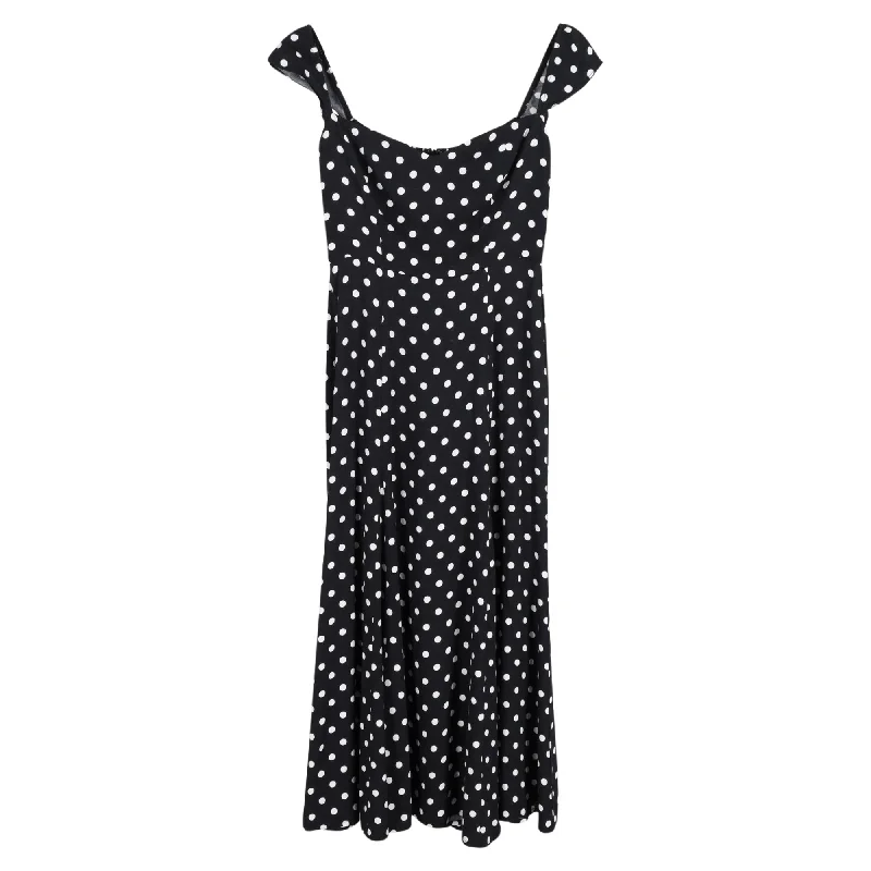 Women's Turtleneck DressesReformation Sleeveless Polka Dot Dress in Black Viscose