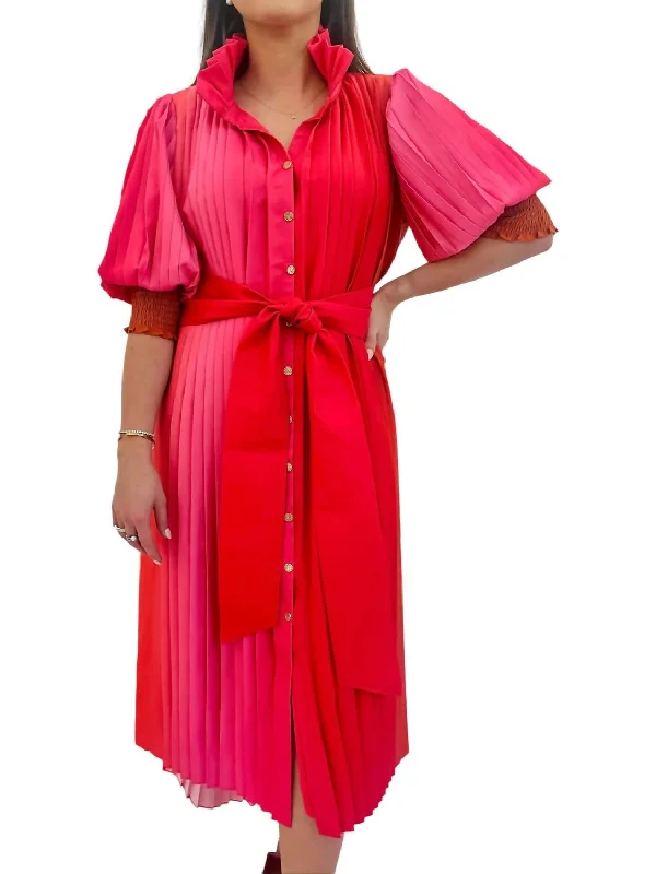 Women's Narrow Collar DressesRowan Dress In Pink/orange