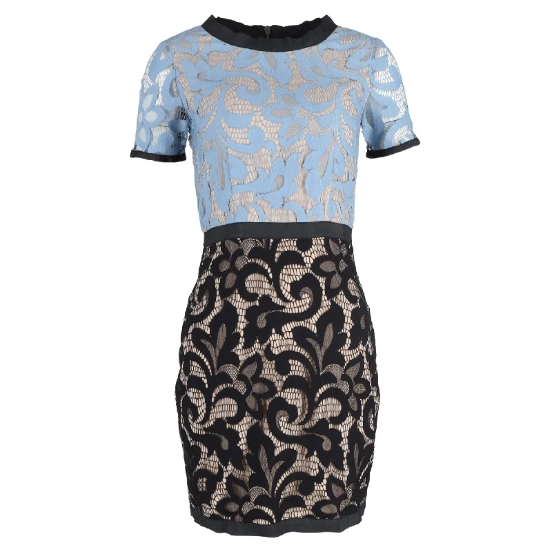 Women's Notched Collar DressesSea New York Lace Two Tone Dress in Light Blue Polyamide