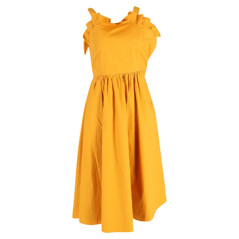 Women's Square-Neck DressesSea New York Sunrise Lace Up Ruffle Dress in Yellow Cotton