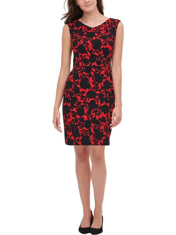 Women's Mandarin-Neck DressesShadow Rose Womens Floral Sheath Wear to Work Dress